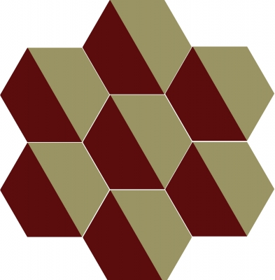 Шестиугольная цементная плитка ручной работы от Luxemix с узором "Трапеция" (Halfhex)