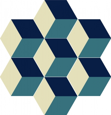 Шестиугольная цементная плитка ручной работы от Luxemix с узором "3D Hexagon"