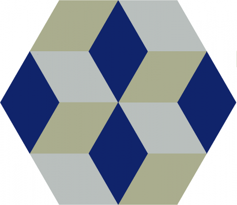 Шестиугольная цементная плитка ручной работы от Luxemix с узором "Minicube"