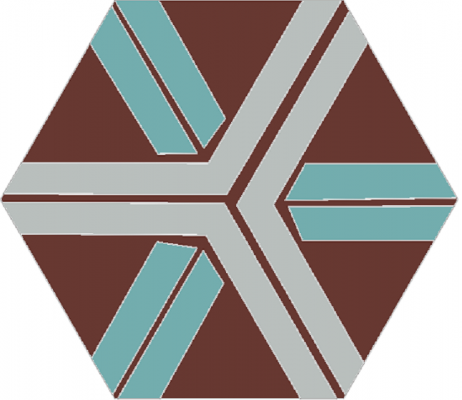 Шестиугольная (шестигранная) цементная плитка Luxemix ручной работы с узором "Магистраль" (Highway)