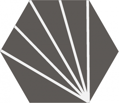 Шестигранная (шестиугольная) цементная плитка ручной работы от Luxemix с узором "Одуванчик" (Dandelion, Лучи, Rays, Lines).