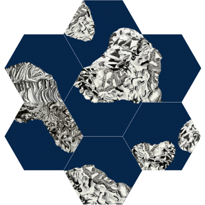 Шестиугольная (шестигранная) цементная плитка Luxemix ручной работы. Коллекция New Horizons. Синий цвет.