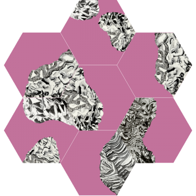 Шестиугольная (шестигранная) цементная плитка Luxemix ручной работы. Коллекция New Horizons. Розовый цвет.
