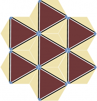 Шестиугольная (шестигранная) цементная плитка Luxemix ручной работы с узором "Атом"