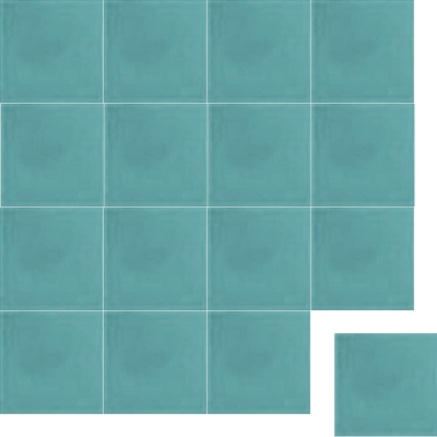 Моноцветная цементная плитка Luxemix формата 15x15см. Цвет 6034 (бирюзовый).