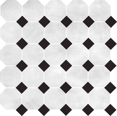 Цементная плитка Luxemix ручной работы восьмиугольной (октагон) формы 14x14 см с квадратными вставками 5x5 см, арт: oct_14x14_c1