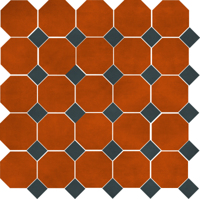 Цементная плитка Luxemix ручной работы восьмиугольной (октагон) формы 14x14 см с квадратными вставками 5x5 см