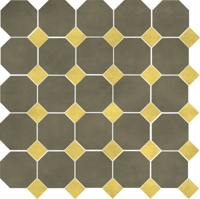 Цементная плитка Luxemix ручной работы восьмиугольной (октагон) формы 14x14 см с квадратными вставками 5x5 см, арт: oct_14x14_c5