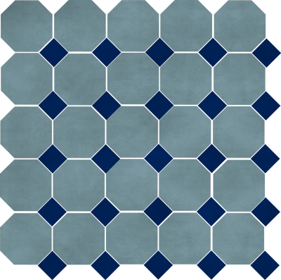 Цементная плитка Luxemix ручной работы восьмиугольной (октагон) формы 14x14 см с квадратными вставками 5x5 см, арт: oct_14x14_c8