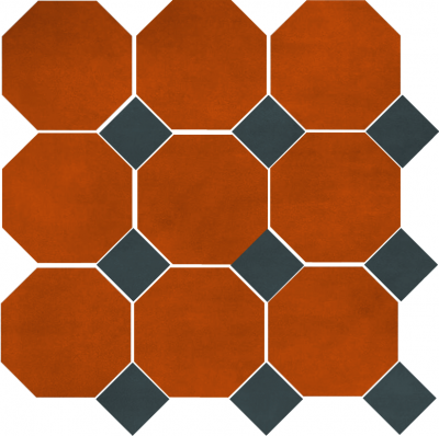 Цементная плитка Luxemix ручной работы восьмиугольной (октагон) формы 20x20 см с квадратными вставками 8*8 см. арт: oct_20*20c4