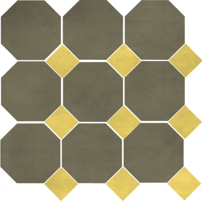 Цементная плитка Luxemix ручной работы восьмиугольной (октагон) формы 20x20 см с квадратными вставками 8*8 см. арт: oct_20*20c5