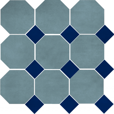 Цементная плитка Luxemix ручной работы восьмиугольной (октагон) формы 20x20 см с квадратными вставками 8*8 см. арт: oct_20*20c8