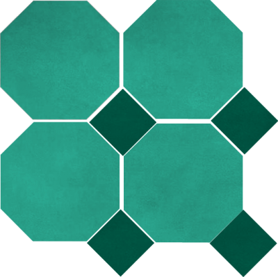 Цементная плитка Luxemix ручной работы восьмиугольной (октагон) формы 25x25 см с квадратными вставками 10х10 см. арт: oct_25*25c2