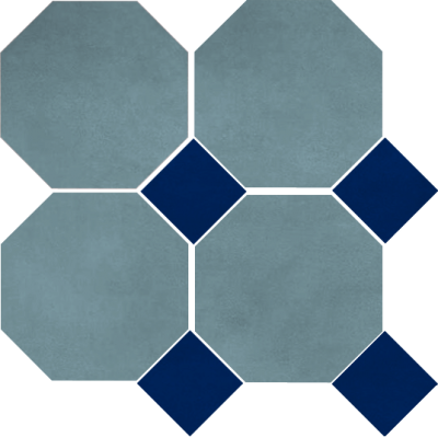 Цементная плитка Luxemix ручной работы восьмиугольной (октагон) формы 25x25 см с квадратными вставками 10х10 см. арт: oct_25*25c8