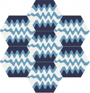 Шестиугольная (шестигранная) цементная плитка Luxemix ручной работы с узором "Волны" (Waves)