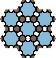 Шестиугольная цементная плитка ручной работы от Luxemix с узором "Пузырьки" (Hexobooble)