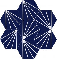 Шестигранная (шестиугольная) цементная плитка ручной работы от Luxemix с узором "Одуванчик" (Dandelion, Лучи, Rays, Lines).