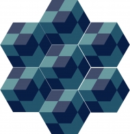 Шестиугольная цементная плитка ручной работы от Luxemix с узором "Starcube"
