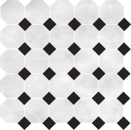 Цементная плитка Luxemix ручной работы восьмиугольной (октагон) формы 14x14 см с квадратными вставками 5x5 см, арт: oct_14x14_c1