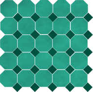 Цементная плитка Luxemix ручной работы восьмиугольной (октагон) формы 14x14 см с квадратными вставками 5x5 см, арт: oct_14x14_c2