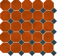 Цементная плитка Luxemix ручной работы восьмиугольной (октагон) формы 14x14 см с квадратными вставками 5x5 см, арт: oct_14x14_c4