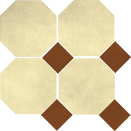 Цементная плитка Luxemix ручной работы восьмиугольной (октагон) формы 25x25 см с квадратными вставками 10х10 см. арт: oct_25*25c3