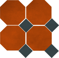 Цементная плитка Luxemix ручной работы восьмиугольной (октагон) формы 25x25 см с квадратными вставками 10х10 см. арт: oct_25*25c4