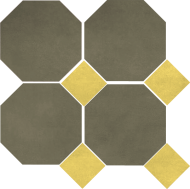 Цементная плитка Luxemix ручной работы восьмиугольной (октагон) формы 25x25 см с квадратными вставками 10х10 см. арт: oct_25*25c5